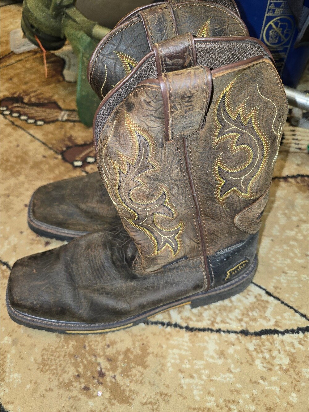 Justin Men’s 12D Waterproof Composite Toe Western Work Boots Brown